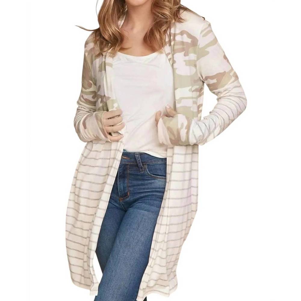 NEW HAPTICS open cardigan in camo stripe